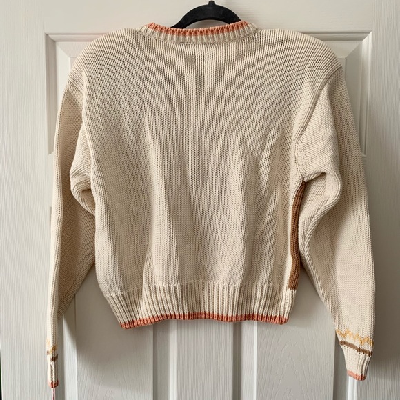 NWT Vintage Liz Claiborne yellow, cream, & peach 100% Cotton sweater. M petite. - Picture 2 of 5